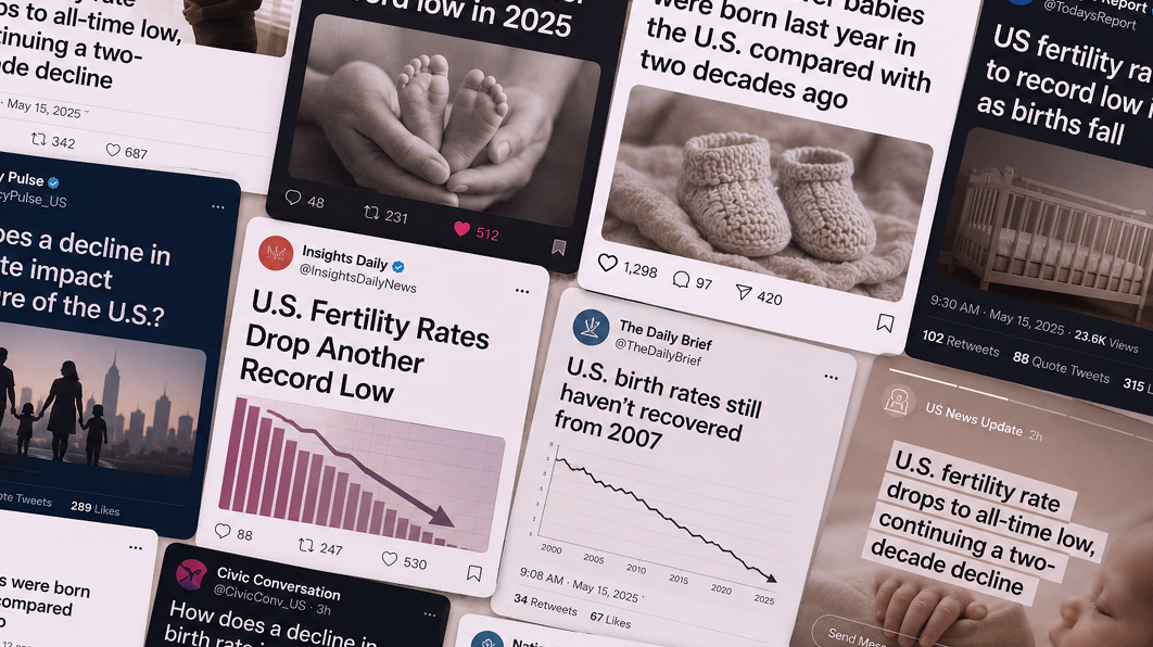 U.S. fertility rate data collage